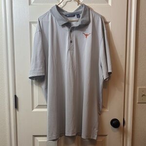 Cutter & Buck Gray Striped Polo with Orange Texas Longhorn Logo